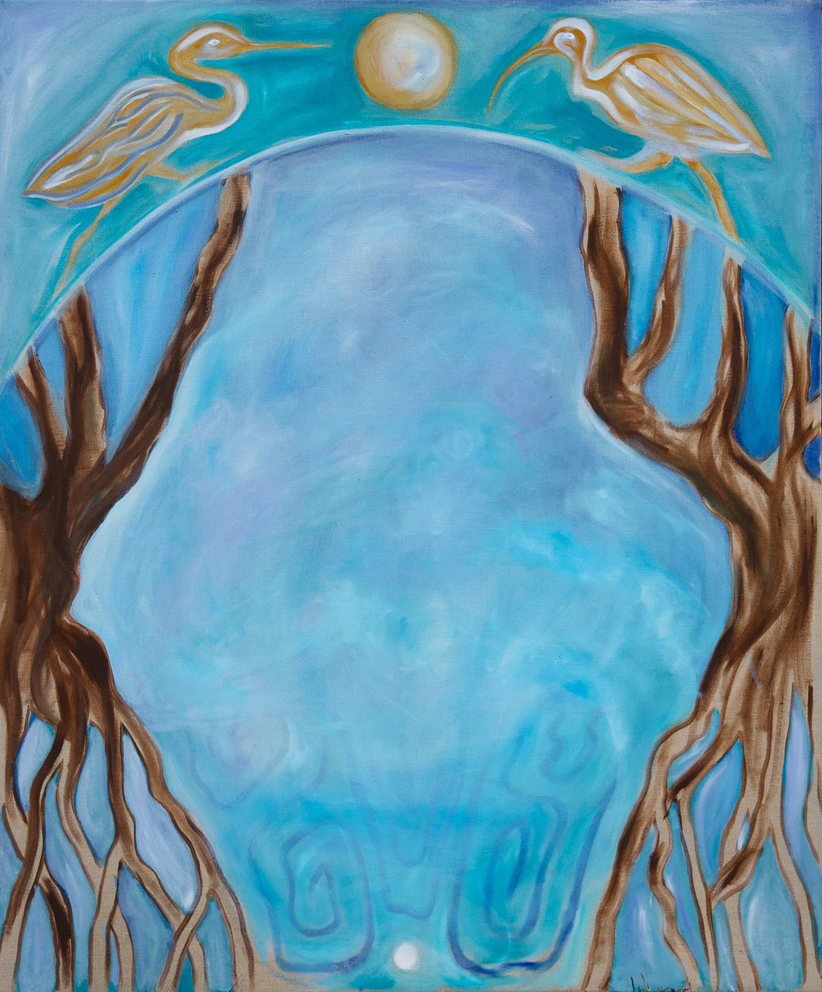 Crystalline Dispersion — transcendental oil painting on linen, 48 × 40 inches, homage to Naples, by Luna Van Arsdale. Celestial Dew 2026.